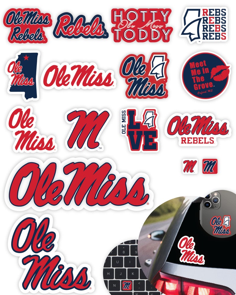 PartyKandy Ole Miss Stickers for Gift Car Water Bottle Laptop and Phone for Mississippi Football Fans and University Graduates Ole Miss Rebels - Image 3