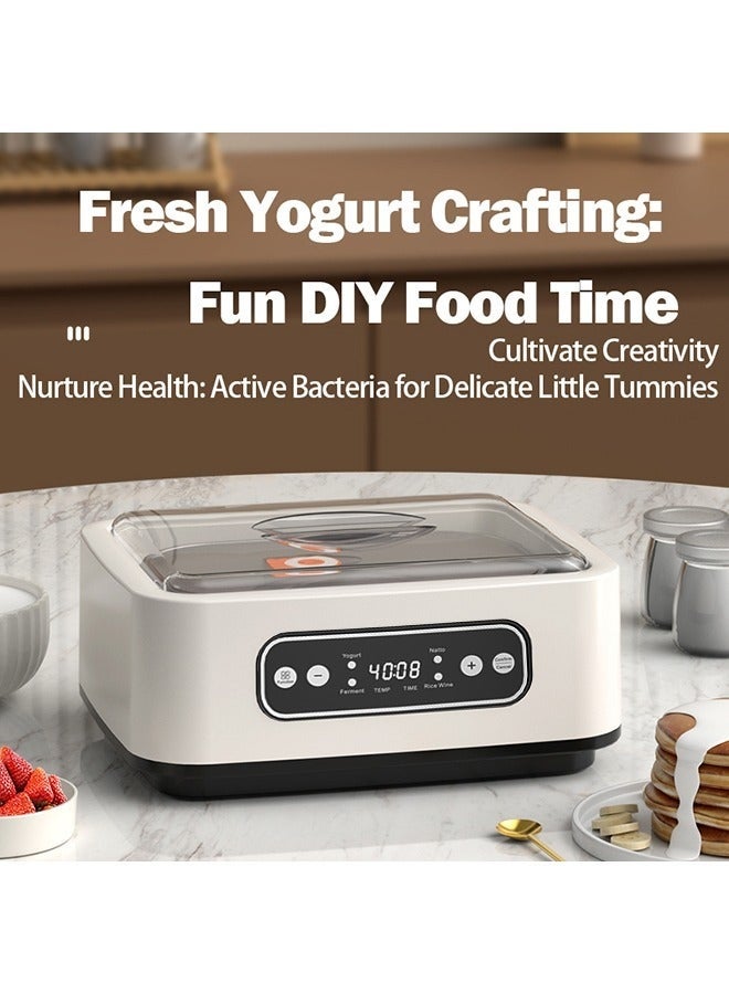 WALALLA 1.6L Large Capacity Probiotic Yogurt Maker Adjustable Constant Temperature Yogurt Maker Versatile Health Yogurt Maker with 9 Cups and 1 Stainless Steel Container - Image 4