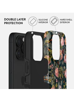 BURGA Premium Case Compatible with iPhone 16 Pro - Hybrid Dual-Layer Hard Shell + Silicone Protection - Bloomy Garden Jade Stone Design with Gold Glitter Marble - Scratch-Resistant Shockproof Cover -Bloomy Garden  - Image 2