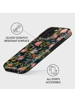 BURGA Premium Case Compatible with iPhone 16 Pro - Hybrid Dual-Layer Hard Shell + Silicone Protection - Bloomy Garden Jade Stone Design with Gold Glitter Marble - Scratch-Resistant Shockproof Cover -Bloomy Garden  - Image 3