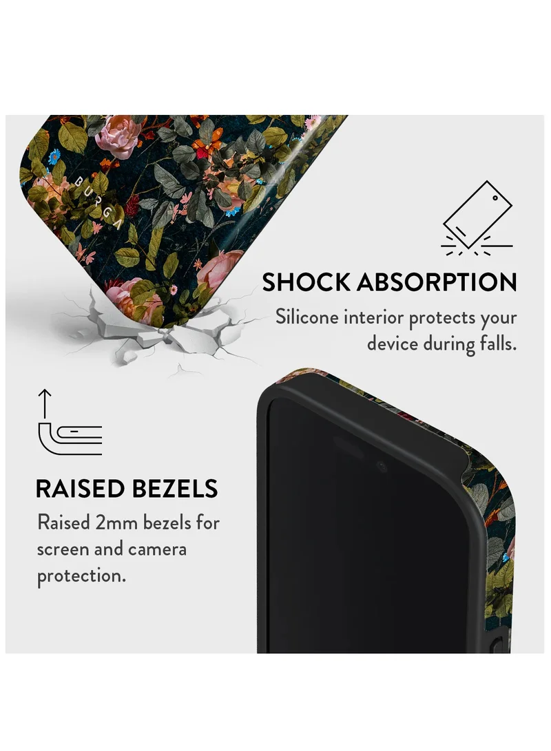 BURGA Premium Case Compatible with iPhone 16 Pro - Hybrid Dual-Layer Hard Shell + Silicone Protection - Bloomy Garden Jade Stone Design with Gold Glitter Marble - Scratch-Resistant Shockproof Cover -Bloomy Garden