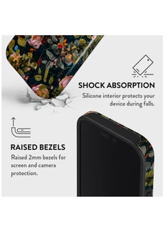 BURGA Premium Case Compatible with iPhone 16 Pro - Hybrid Dual-Layer Hard Shell + Silicone Protection - Bloomy Garden Jade Stone Design with Gold Glitter Marble - Scratch-Resistant Shockproof Cover -Bloomy Garden  - Image 4