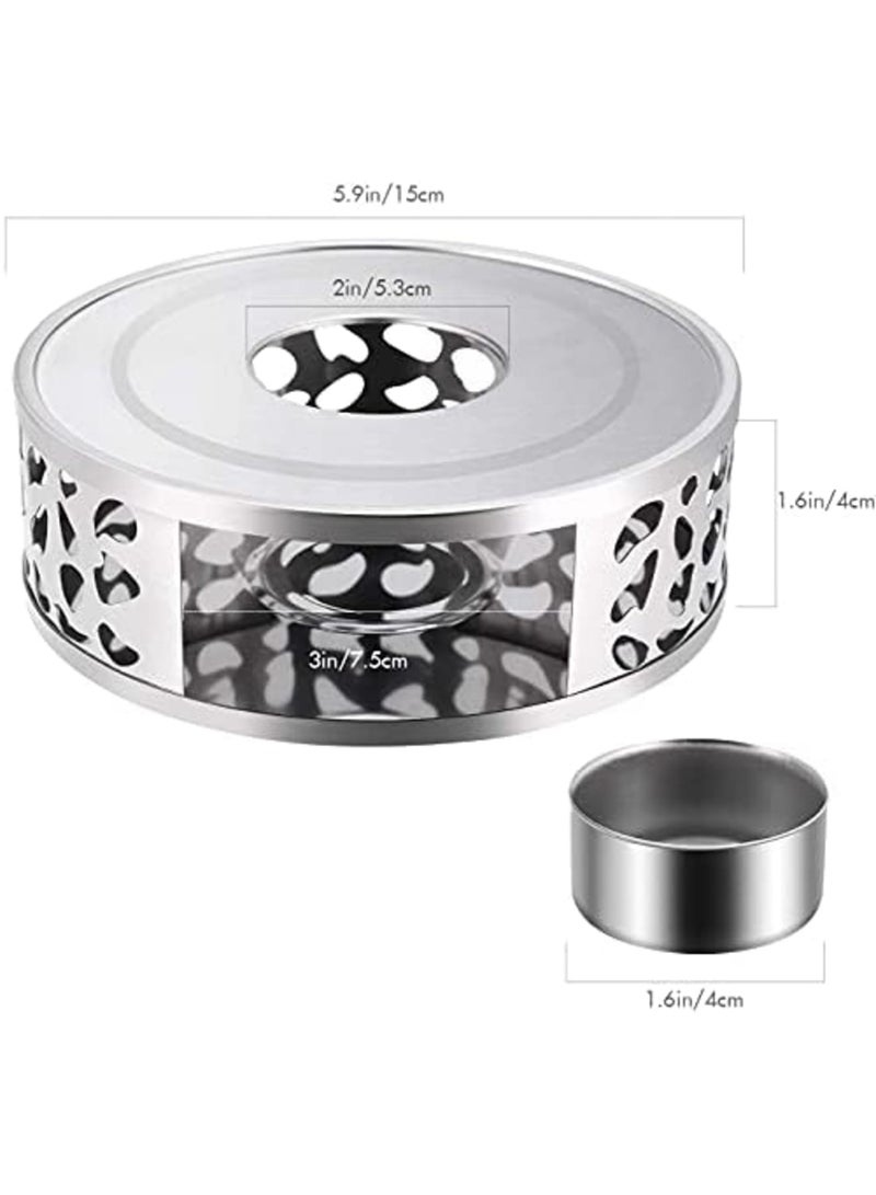 Luckam Teapot Warmer Stainless Steel Heater Coffee Warmer Base Dish Warmer with Tea Light Candle for Glass Teapot and Other heatproof Dish Warming use - Image 5