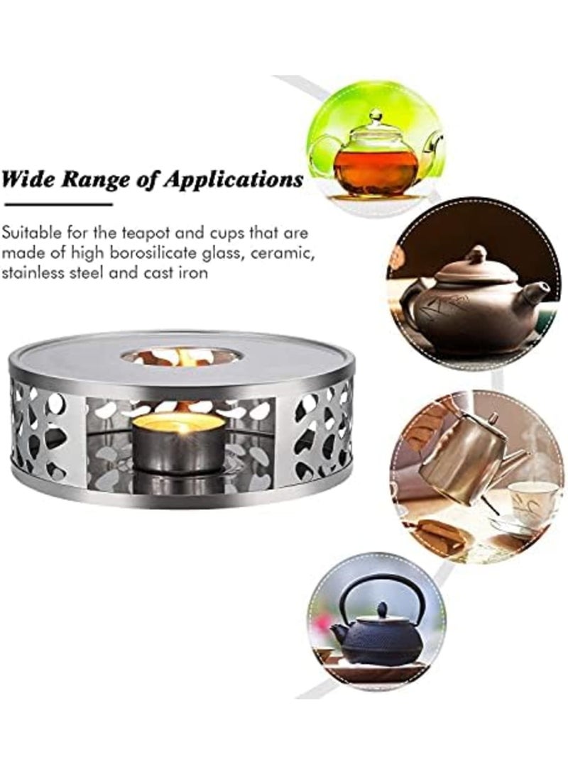 Luckam Teapot Warmer Stainless Steel Heater Coffee Warmer Base Dish Warmer with Tea Light Candle for Glass Teapot and Other heatproof Dish Warming use - Image 3