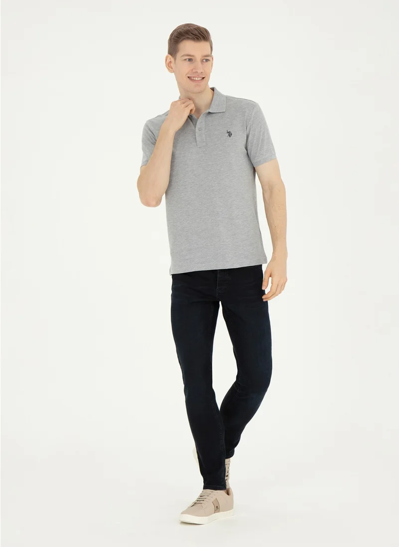 U.S. Polo Assn. Base. Polo Assn. Polo Neck Gray Melange Men's T-Shirt GTP04IY024