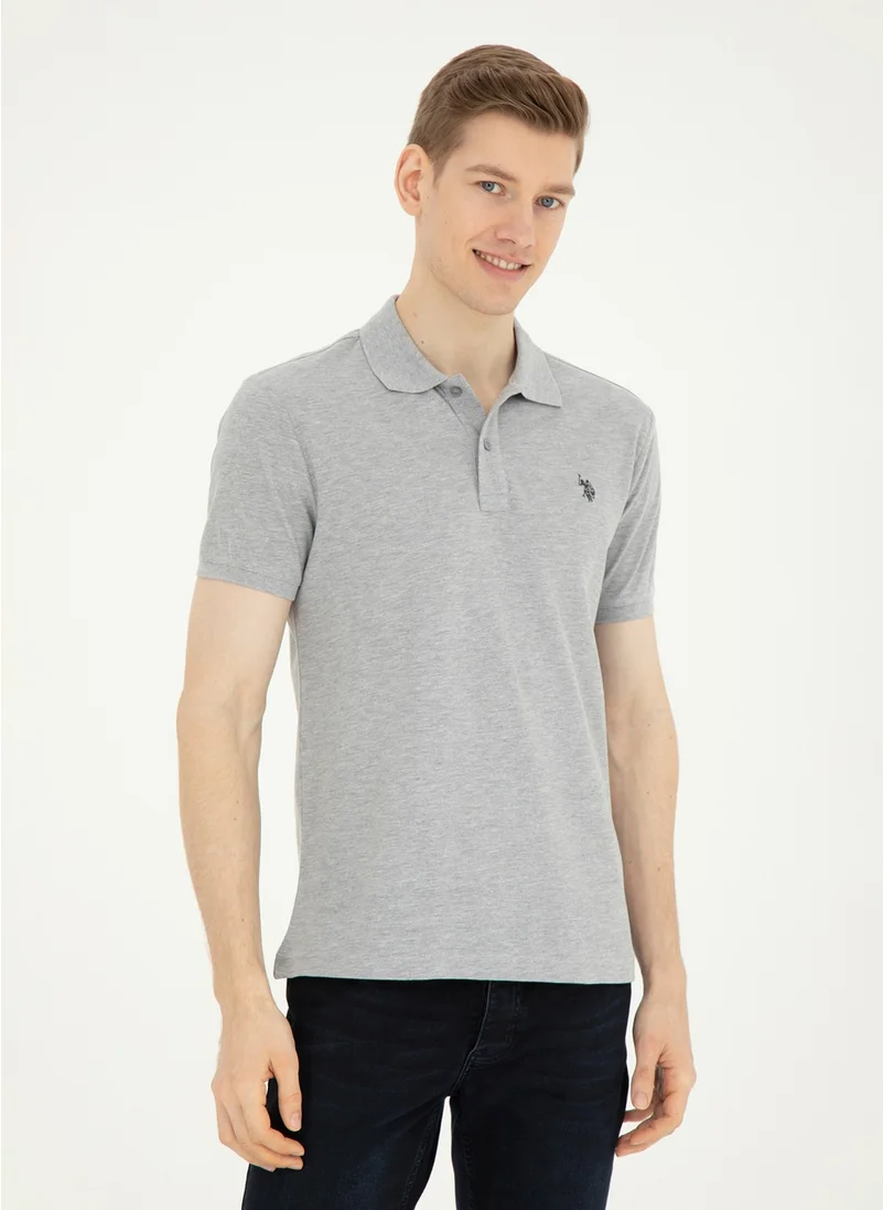 U.S. Polo Assn. Base. Polo Assn. Polo Neck Gray Melange Men's T-Shirt GTP04IY024