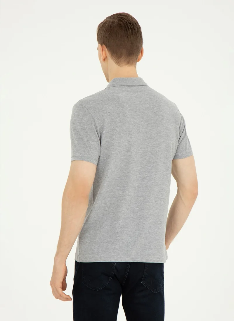 U.S. Polo Assn. Base. Polo Assn. Polo Neck Gray Melange Men's T-Shirt GTP04IY024