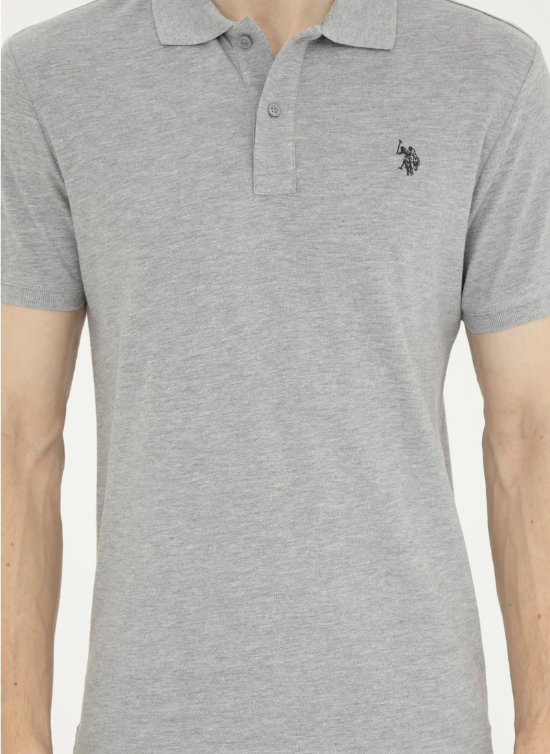 U.S. Polo Assn. Base. Polo Assn. Polo Neck Gray Melange Men's T-Shirt GTP04IY024