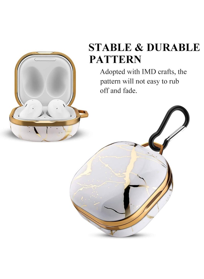 KASTWAVE Wireless Bluetooth Headphone Case for Samsung Galaxy Buds 2/ Pro/ Live TPU Drop Resistant Headphone Case with Keychain Platinum Marble Color - Image 4