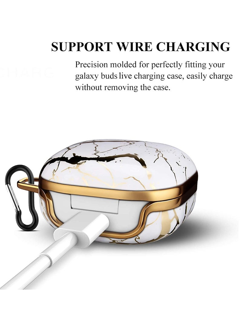 KASTWAVE Wireless Bluetooth Headphone Case for Samsung Galaxy Buds 2/ Pro/ Live TPU Drop Resistant Headphone Case with Keychain Platinum Marble Color - Image 2