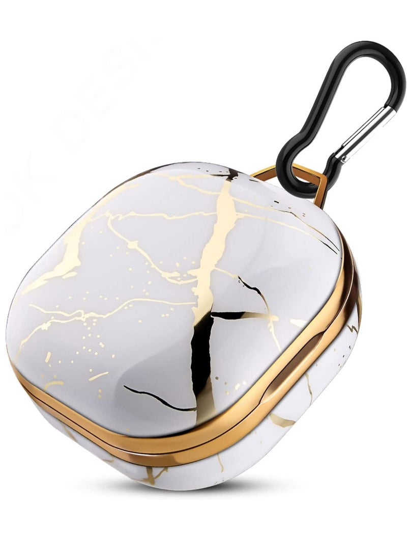 KASTWAVE Wireless Bluetooth Headphone Case for Samsung Galaxy Buds 2/ Pro/ Live TPU Drop Resistant Headphone Case with Keychain Platinum Marble Color - Image 1