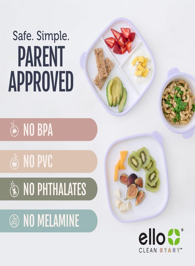 إلو مجموعة أطباق إيلو كلين ستارت للأطفال الصغار (عبوتان) | أطباق سيراميك خالية من مادة BPA مع غلاف سيليكون للأطفال الرضع والأطفال الصغار | آمنة للاستخدام في الميكروويف وغسالة الصحون، خالية من البلاستيك، مناسبة لكرسي الطعام المرتفع | لون قطرة الندى/اليشم الرمادي - Image 3