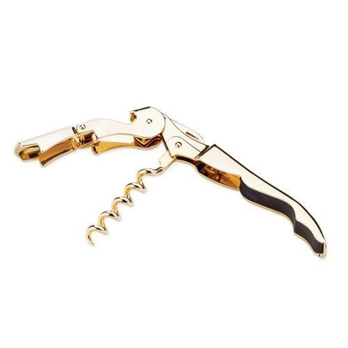 Viski Viski 24k Gold Plated Signature Double Hinged Corkscrew Wine Bottle Opener and Foil Cutter, Waiter’s Corkscrew Wine Key, 4.75"  - Image 4