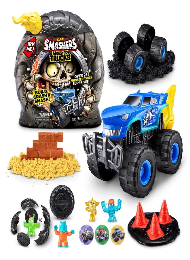 ZURU SMASHERS Smashers Monster Truck Surprise (Shark Truck) by ZURU Boys with 25 Surprises Collectible Monster Truck Surprise Smash Slime Sand Compounds Discovery - Image 1