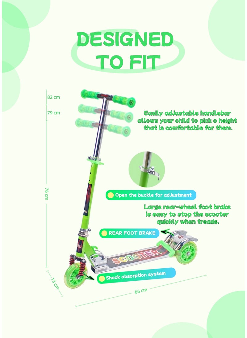 EASY FUTURE Foldable Kids Scooter with Height Adjustable Handle, Rear Brake & LED PU Wheels – Kick Scooter for 3 to 8 Year Olds - Image 3