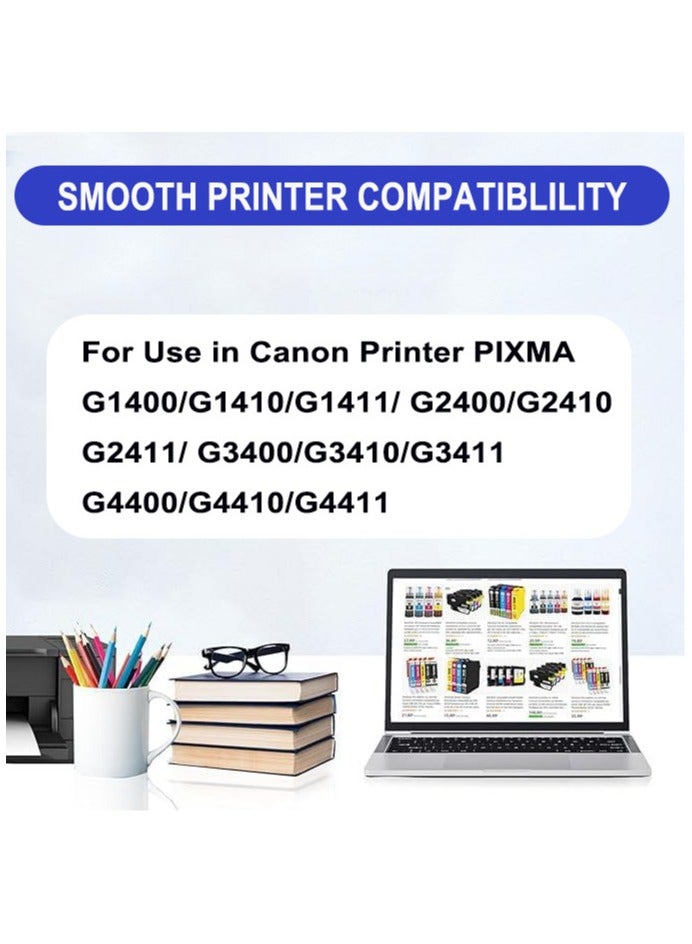 Ink GI-490 Compatible with Printer for PIXMA G3400, G2400, G3340 G1400, G4400, G4410, G3410, G2410, G1410, G3411, G2411, G1411, G4411(4-Pack Black Cyan Magenta Yellow)  - Image 2