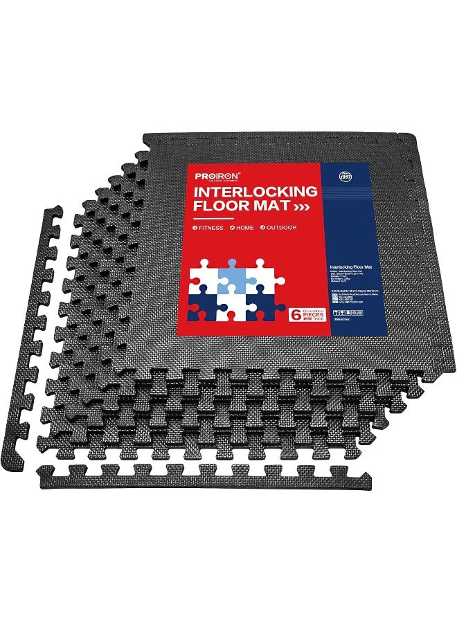 PROIRON حصيرة تمارين برو إيرون السميكة المتشابكة 2 سم لحماية الأرضيات 6 قطع / 24 قدم مربع حصائر EVA الكبيرة لصالة الألعاب الرياضية 60x60 سم (24" × 24") - Image 1