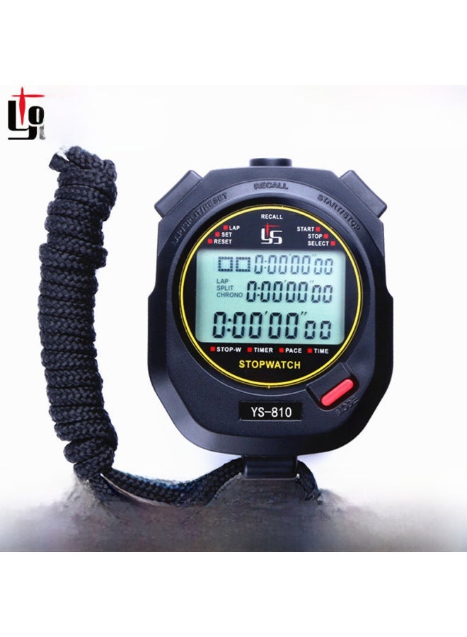 Generic YS-810 Yisheng 10~100 Stopwatch Timer Sports Training Running Students Exercise Referee-Display Accuracy:Ys-8120 Black 120 Memories  - Image 1