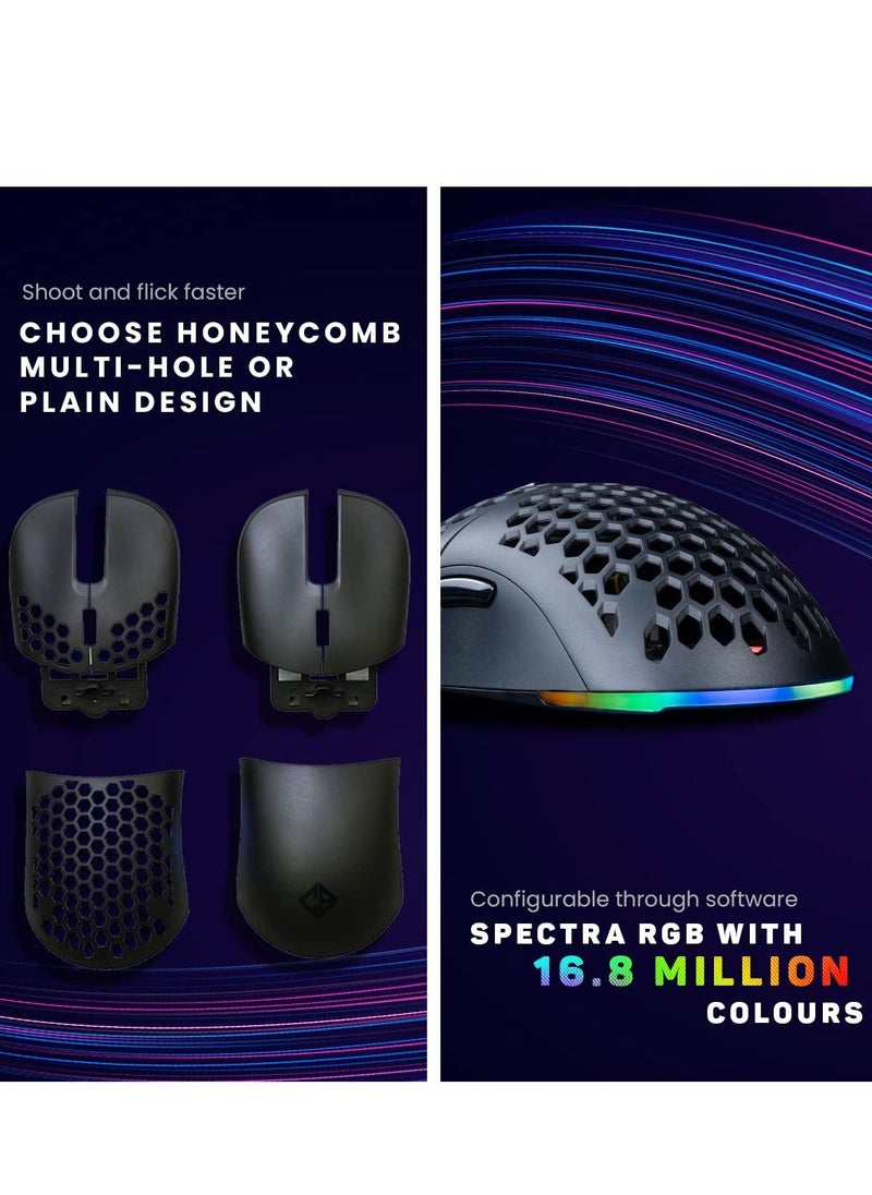 Cosmic Byte - Kilonova 3370IC PRO X-Light Wired Gaming Mouse, 65 Grams, Pixart 3370 Sensor, DIY Hot-swappable Switches, 0.8MM PTFE feet, Adjustable Debounce Rate, Adjustable LOD,Software - Image 1