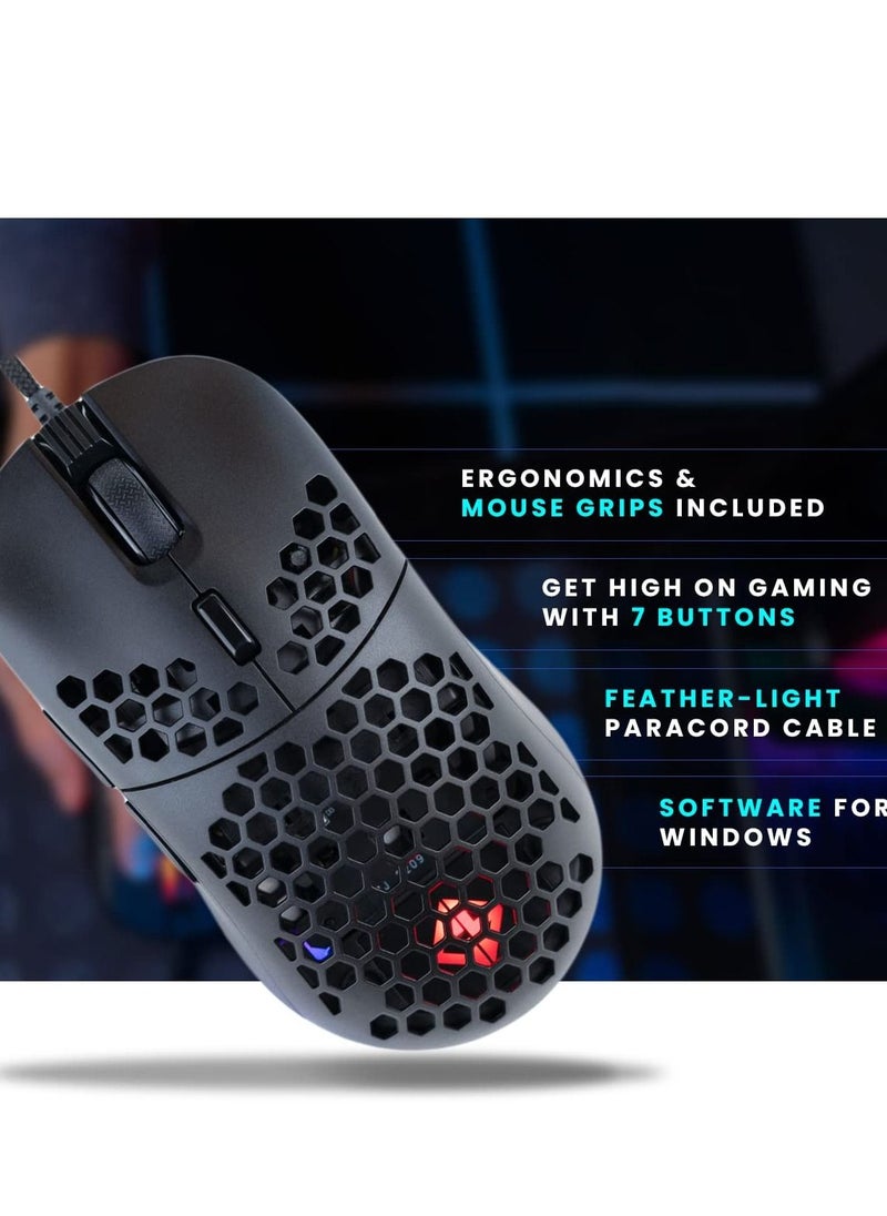Cosmic Byte - Kilonova 3370IC PRO X-Light Wired Gaming Mouse, 65 Grams, Pixart 3370 Sensor, DIY Hot-swappable Switches, 0.8MM PTFE feet, Adjustable Debounce Rate, Adjustable LOD,Software - Image 1