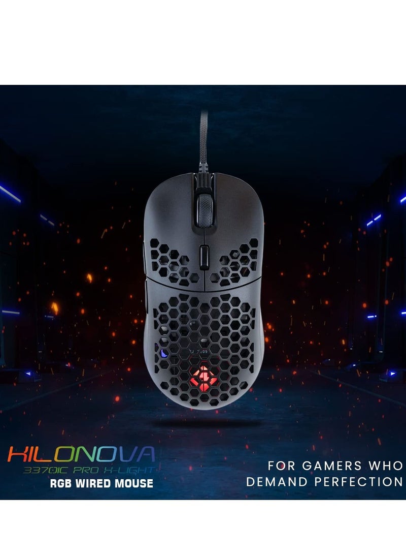 Cosmic Byte - Kilonova 3370IC PRO X-Light Wired Gaming Mouse, 65 Grams, Pixart 3370 Sensor, DIY Hot-swappable Switches, 0.8MM PTFE feet, Adjustable Debounce Rate, Adjustable LOD,Software - Image 1