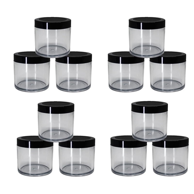 BHIndustry BHIndustry Acrylic Container Jars with Black Outer Lid 100 g Clear Pack of 12  - Image 1