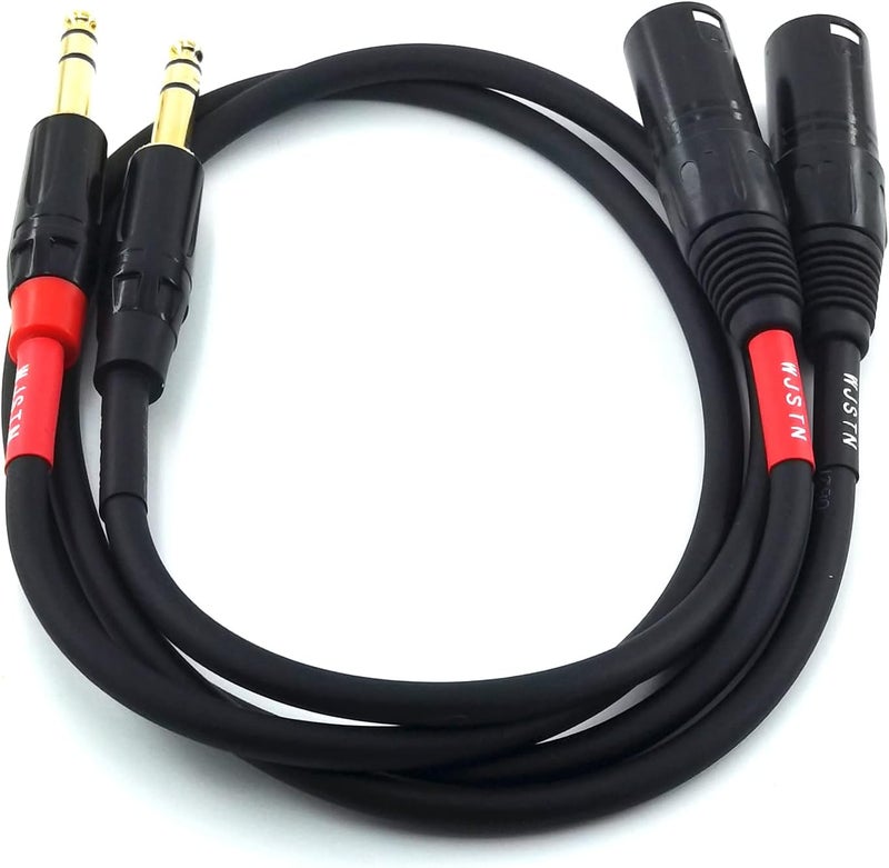 024 كابل ذكر TRS 1/4 بوصة إلى ذكر XLR، مقبس TRS متوازن 6.35 مم إلى XLR 3 دبوس، كابل ميكروفون ربع بوص�� (2 قدم) - Image 2