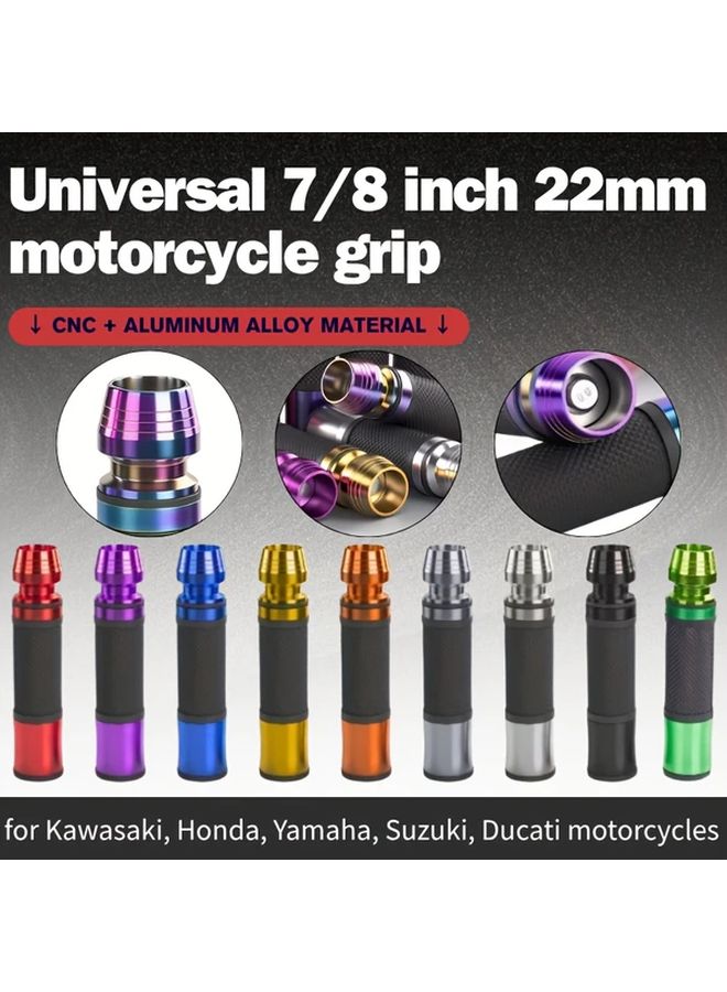 Universal 7 8 Inch 22mm Motorcycle Handlebar With Green CNC Rubber Grip For Safety Fit Honda Yamaha Suzuki Ducati - Image 1