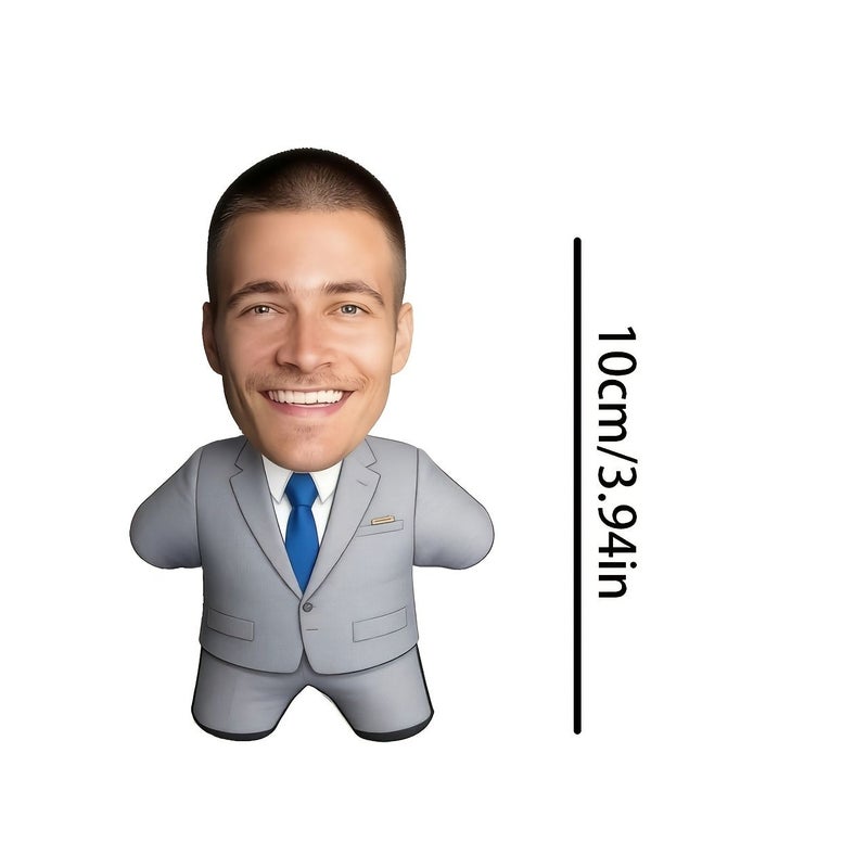 Custom Face Suit Figure Pillow 40cm Printable Photo Mini Me Doll Business Style Pillow Toy Creative Gift for Boss Colleague Friend with Crisp Suit Exquisite Tie and Your Exclusive Smile - Image 3