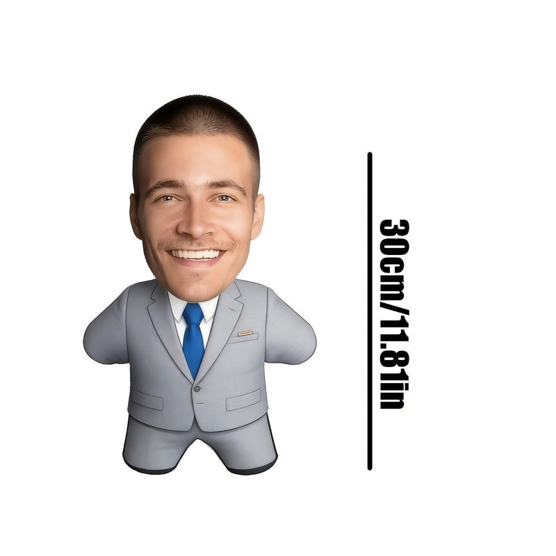 Custom Face Suit Figure Pillow 40cm Printable Photo Mini Me Doll Business Style Pillow Toy Creative Gift for Boss Colleague Friend with Crisp Suit Exquisite Tie and Your Exclusive Smile - Image 4