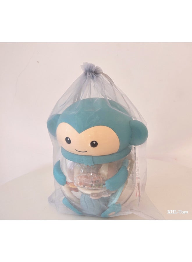 Meibeile Baby Hand Rattle Teeth Gel Soothing Toys Educational Early Education Grasping Bite Boiled Newborn Gift-Color:Small Monkey Storage Can Tooth Glue Rattle 10-piece Set  - Image 3