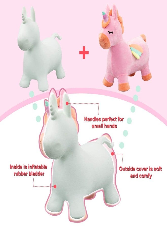 EVERICH TOY Bouncy Horse Unicorn Toys, Inflatable Bouncing Animal Hopping Toys, Outdoor Indoor Ride on Bouncer, Boys Girls Birthday Gift for 18 Month 2 3 4 5 6 Year Old Kid- Plush Unicorn Toy - Image 4
