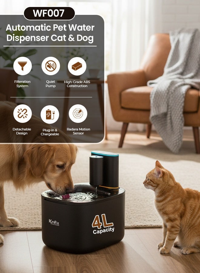 Knox Powering Generations Knox Smart Automatic Pet Water Dispenser 3.5L/135oz with Rechargeable Battery, Motion Sensor, Super Quiet Hygienic Drinking Bowl for Cats & Dogs, Large Pet water Fountain Indoor & Outdoor - Image 2
