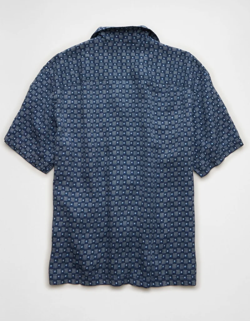 American Eagle  AE Relaxed Fit Camp Collar Button-Up Shirt for Men | Best Price UAE