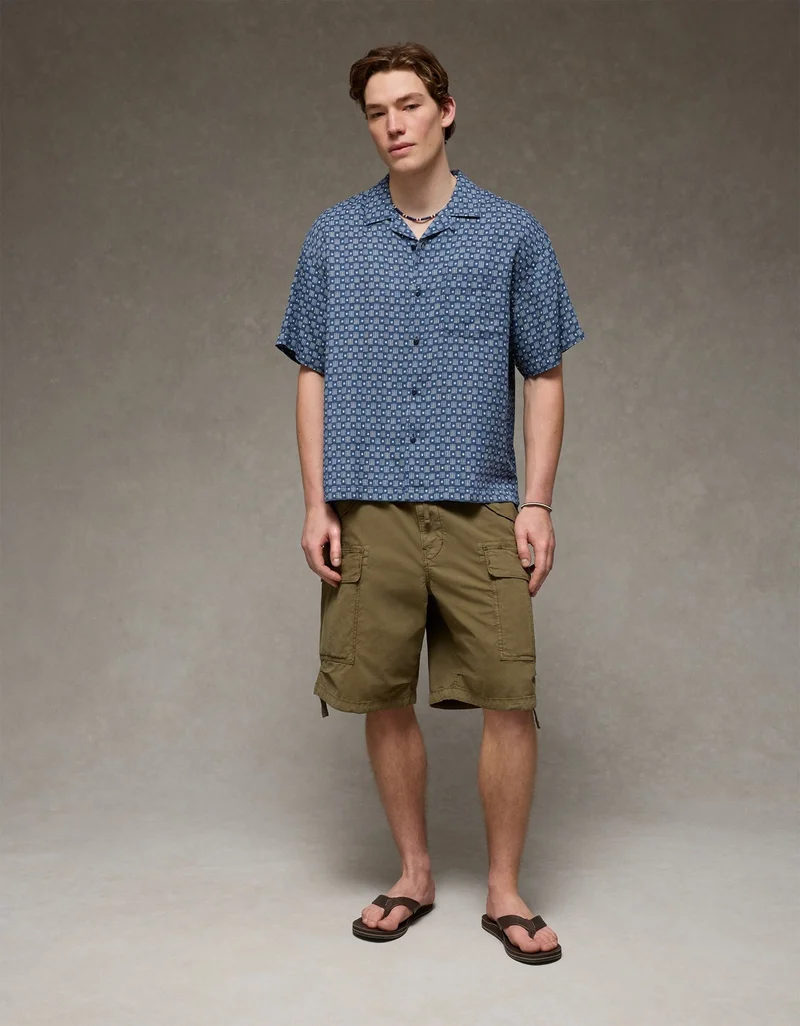 American Eagle  AE Relaxed Fit Camp Collar Button-Up Shirt for Men | Best Price UAE
