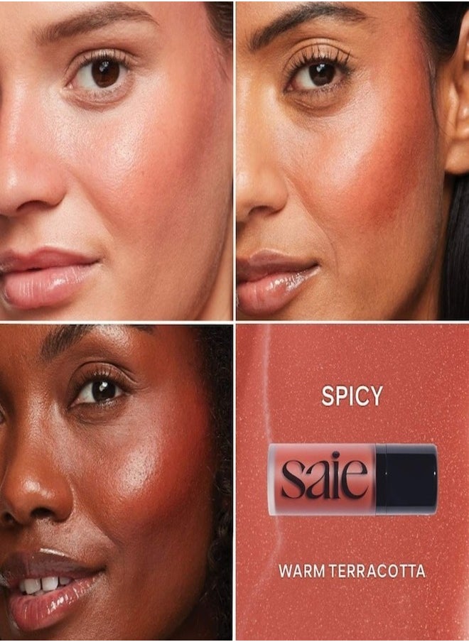Saie SAIE  Dew  Blush - Lightweight Blendable Liquid Blush,Spicy - warm tomette 11g for a Natural Glow  - Image 2