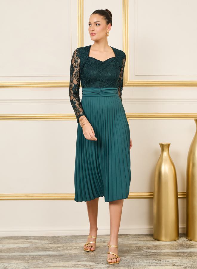 Styli Lace Top Pleated Dress  - Image 1