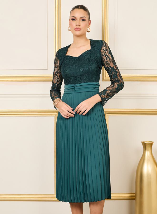Styli Lace Top Pleated Dress  - Image 2