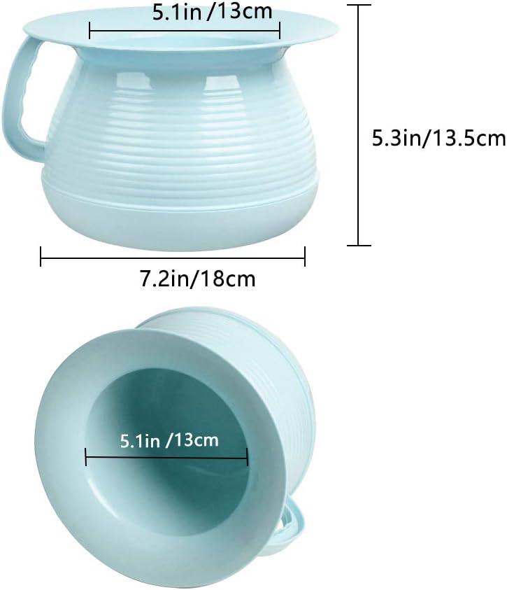 OOCOME Chamber Pot Bedpan Urinal Bottle Urine Pots Potty Pee Bucket Bedside Urinal with Lids to Prevent Odors, Suitable for Kids, Women and Men (Blue) - Image 2