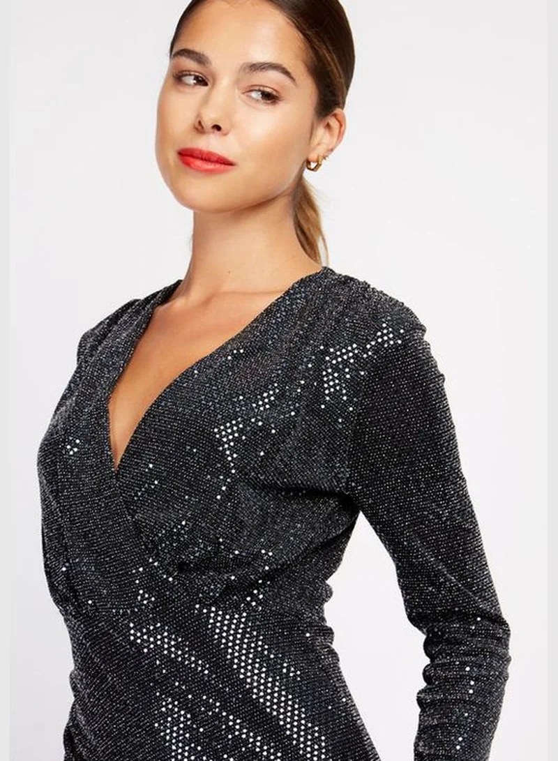 ليتل مسترس Little Mistress Black Foil Sequin Maxi Dress