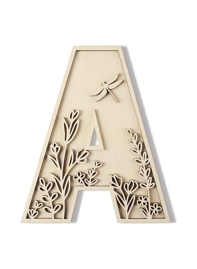 Longan Craft Layered 12 Inch Large Wooden Letters for Wall Decor, Flowered Paintable Wooden Nursery Letters for Crafts Wood Alphabet Letter A for Birthday Boho Nursery Name Sign Wedding Home Decoration - Image 1