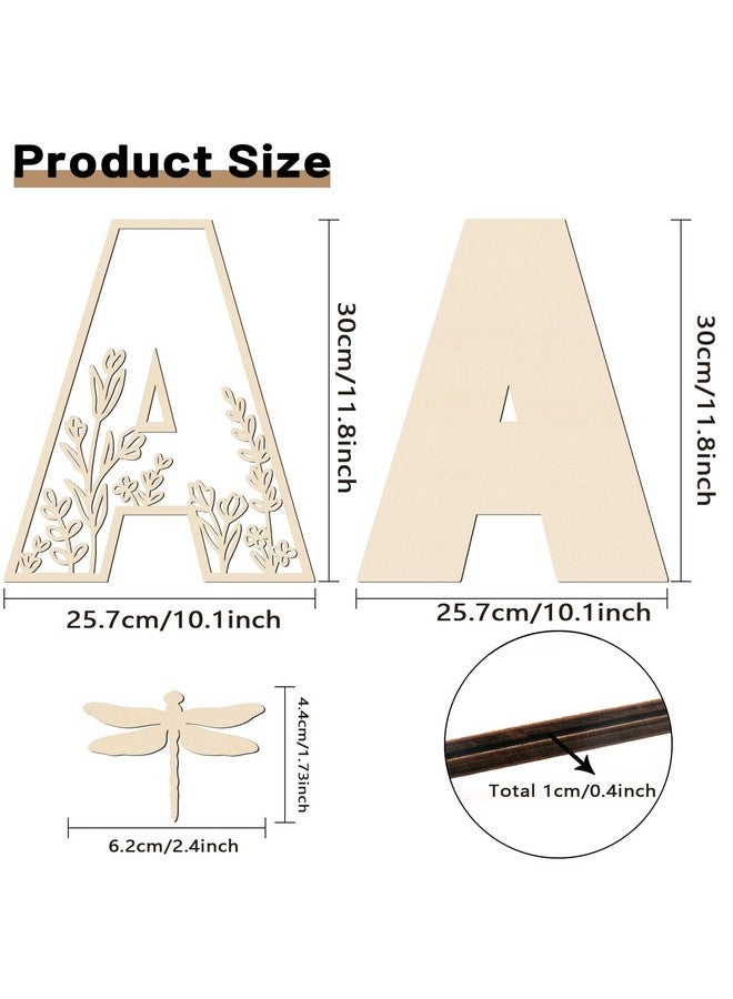 Longan Craft Layered 12 Inch Large Wooden Letters for Wall Decor, Flowered Paintable Wooden Nursery Letters for Crafts Wood Alphabet Letter A for Birthday Boho Nursery Name Sign Wedding Home Decoration - Image 2