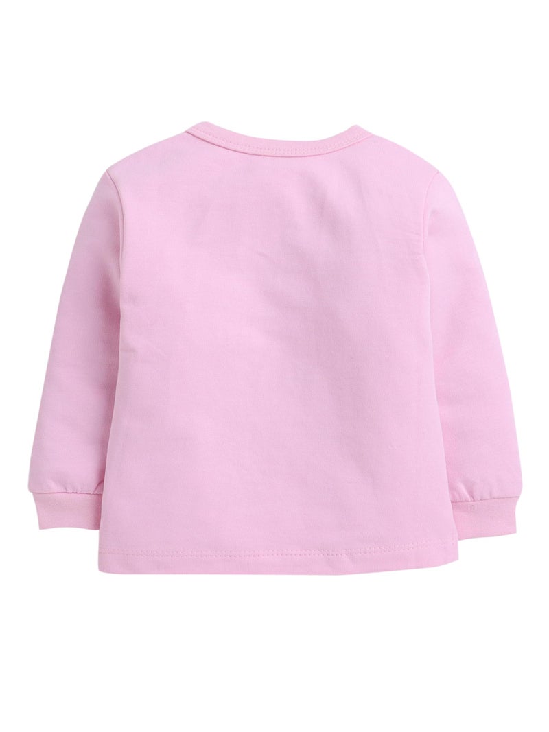 EIO Clothing Fleece Track Suit For Baby Boys & Girls - Unisex Clothing Sets Full Sleeve T-Shirt & Pant (0-3 Months, Pink, Cotton) - Image 4