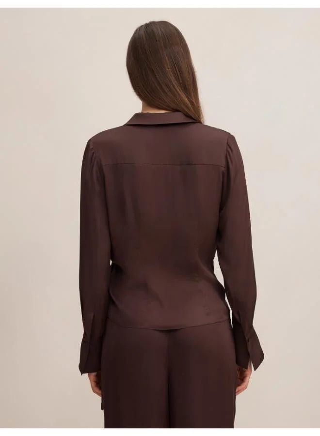 forever new Maude Asymmetrical Drape Shirt