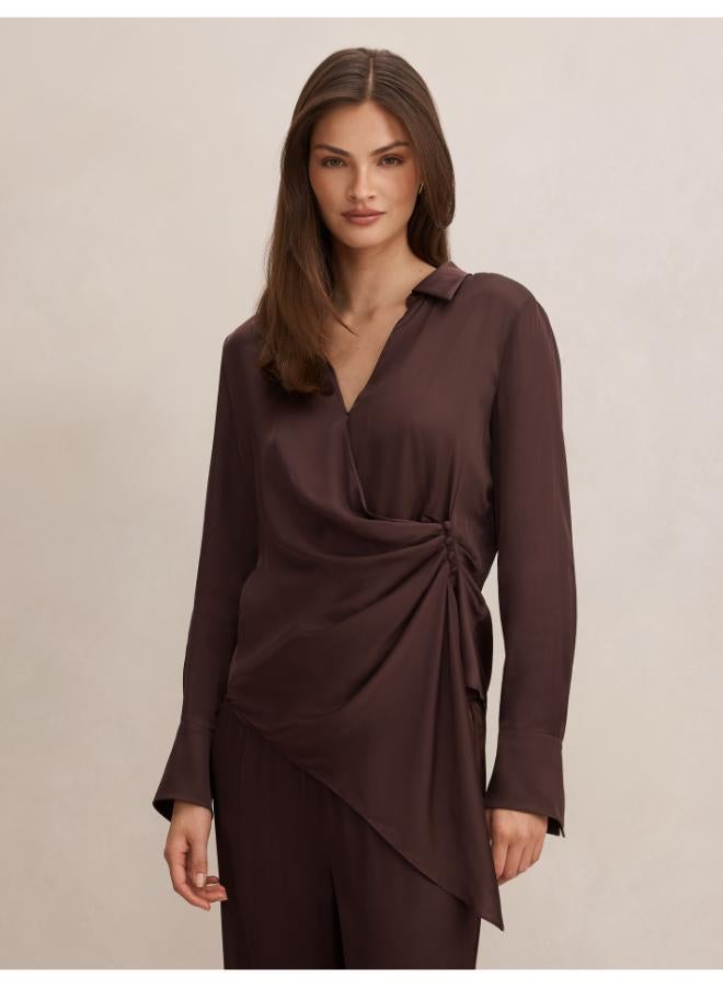 forever new Maude Asymmetrical Drape Shirt - Image 3