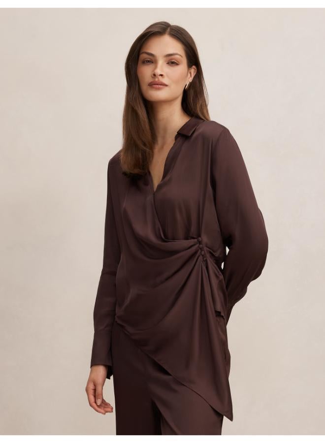 forever new Maude Asymmetrical Drape Shirt - Image 1