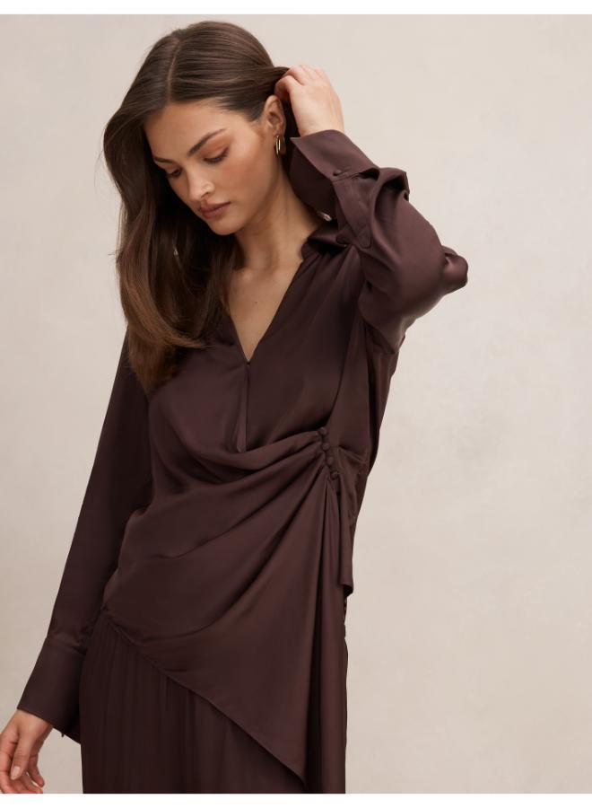 forever new Maude Asymmetrical Drape Shirt - Image 4