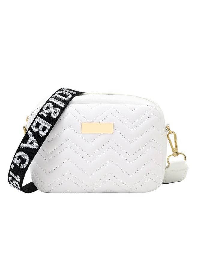 Women's Versatile Plaid Shoulder Bag, Ladies PU Leather Crossbody Bag Sling Bag Side Bag Carry Bag, Portable Solid Color Handbag Satchel Bag Phone Bag Beach Bag for Girls/College Students (White)  - Image 1