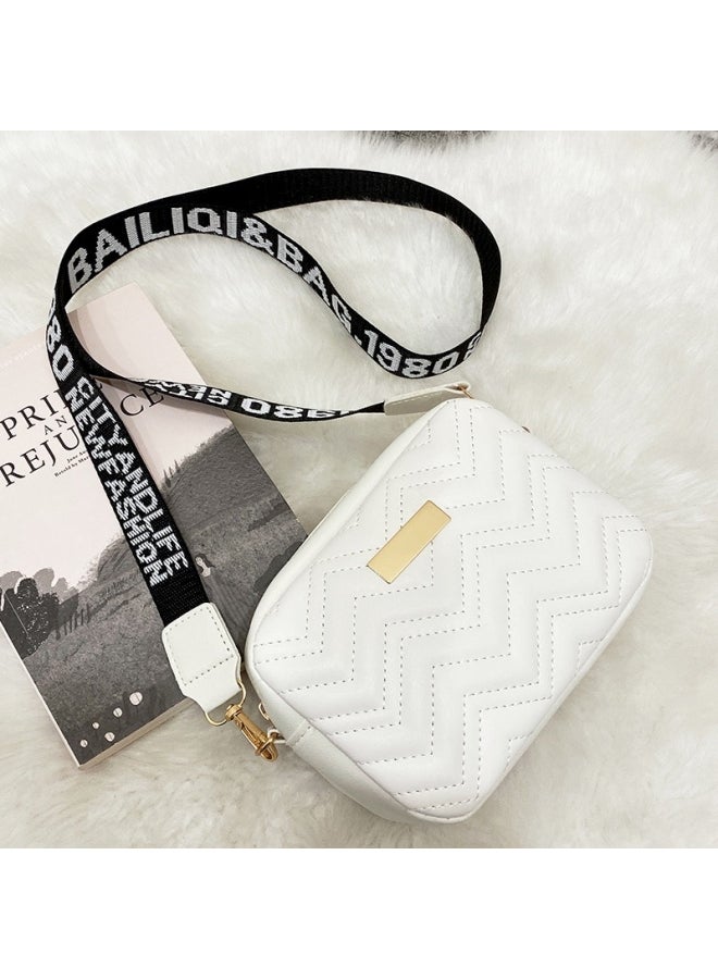 Women's Versatile Plaid Shoulder Bag, Ladies PU Leather Crossbody Bag Sling Bag Side Bag Carry Bag, Portable Solid Color Handbag Satchel Bag Phone Bag Beach Bag for Girls/College Students (White)  - Image 3