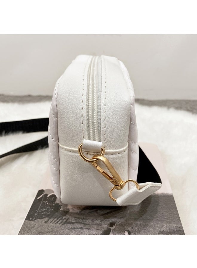 Women's Versatile Plaid Shoulder Bag, Ladies PU Leather Crossbody Bag Sling Bag Side Bag Carry Bag, Portable Solid Color Handbag Satchel Bag Phone Bag Beach Bag for Girls/College Students (White)  - Image 5